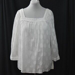 Style & Co Womens Top Blouse Sydney II 2 Piece Set White Sheer Polka Dot